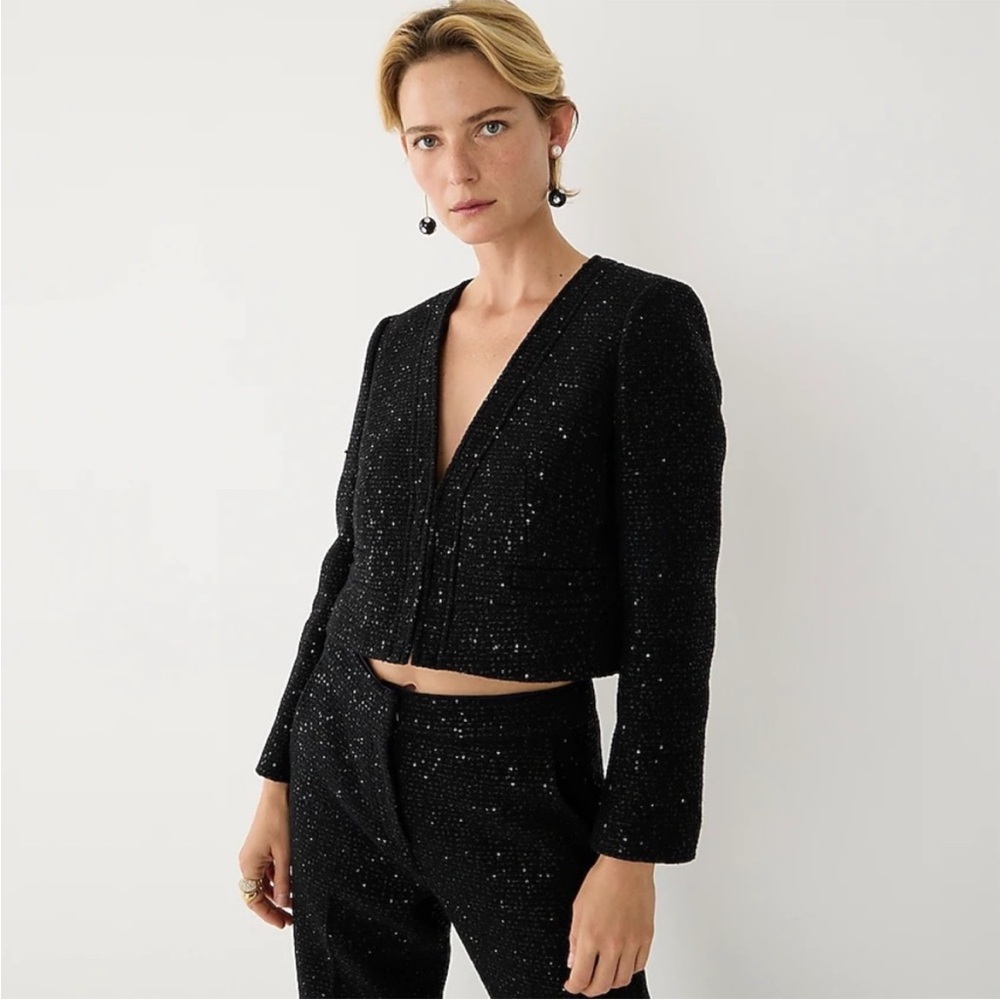 NWOT J.Crew Collection | Sequin “Chariot” lady jacket blazer | Black | Size 6